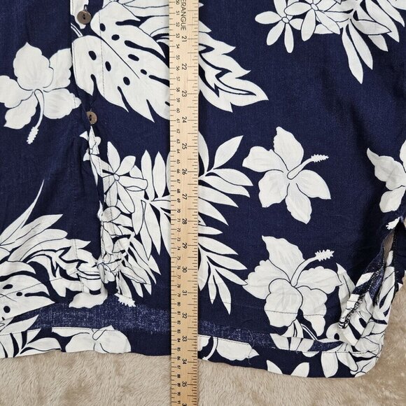 Island Stuff Shirt Mens Size 2XL Camp Shirt Floral Short Sleeve Button-Down Blue - Picture 4 of 10